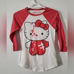 Size small, quarter sleeve Hello Kitty red and white top.